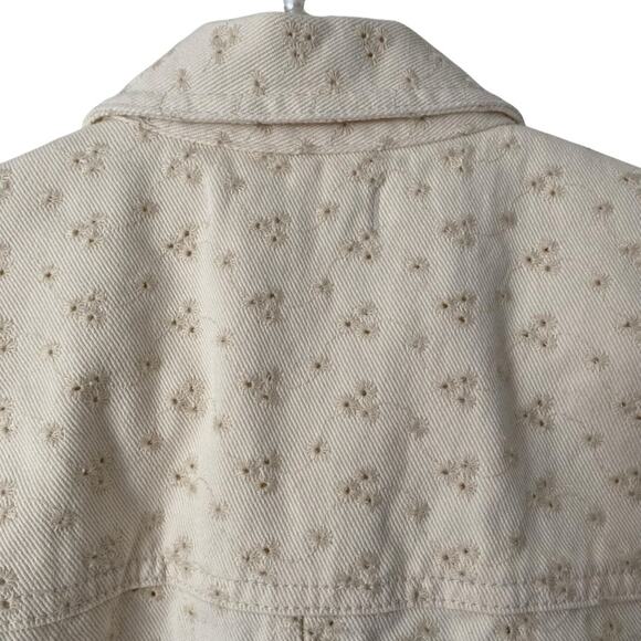 Madewell NWTs Embroidered Eyelet Denim Cream Button-Down Dress size small - Picture 8 of 10